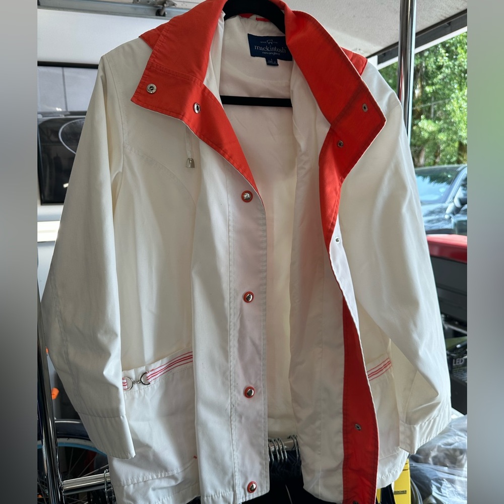 Classic White and Red Utility Jacket